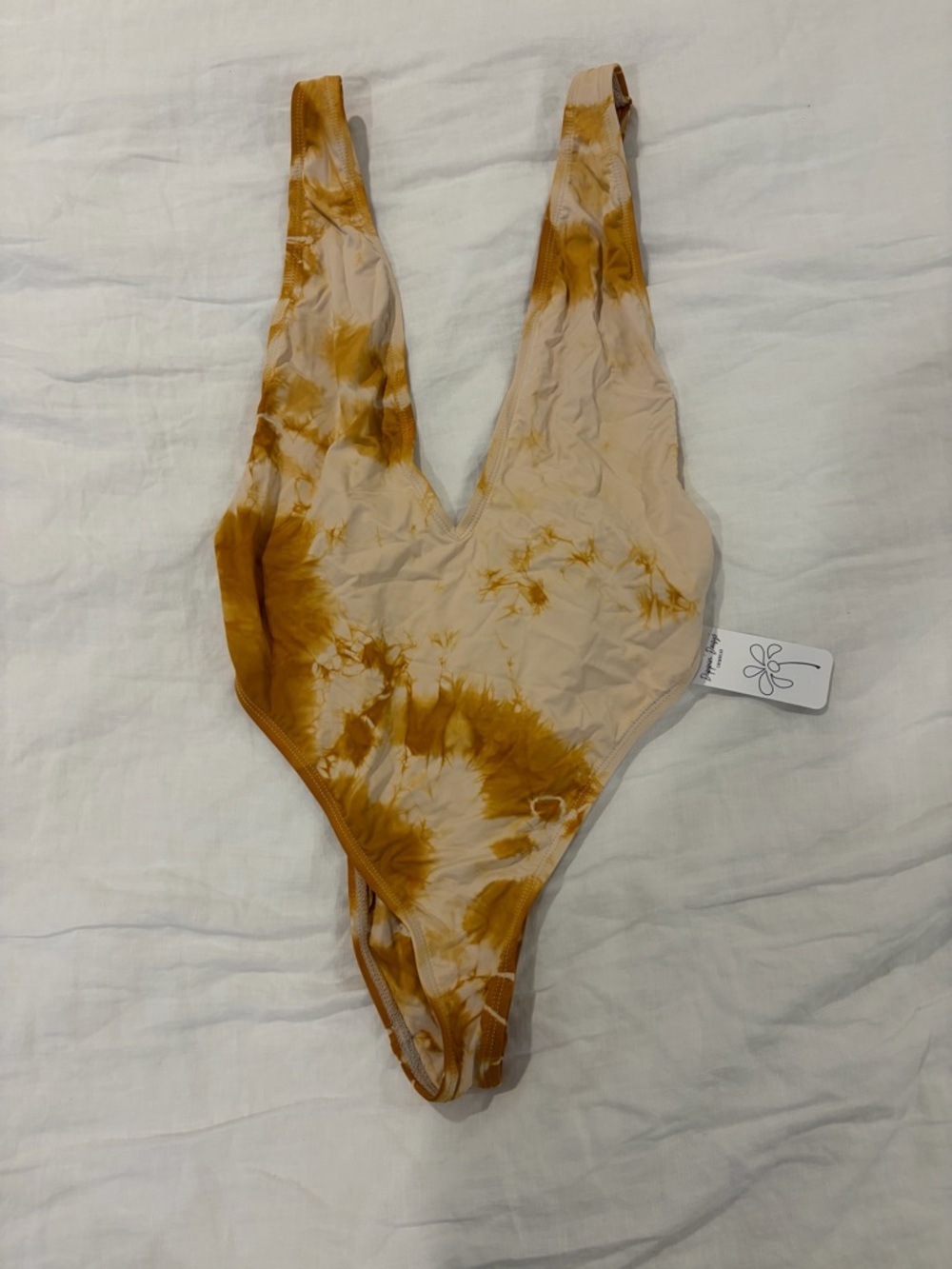 Dippin' Daisy's Tie-Dye One-Piece Swimsuit in Beige and Mustard